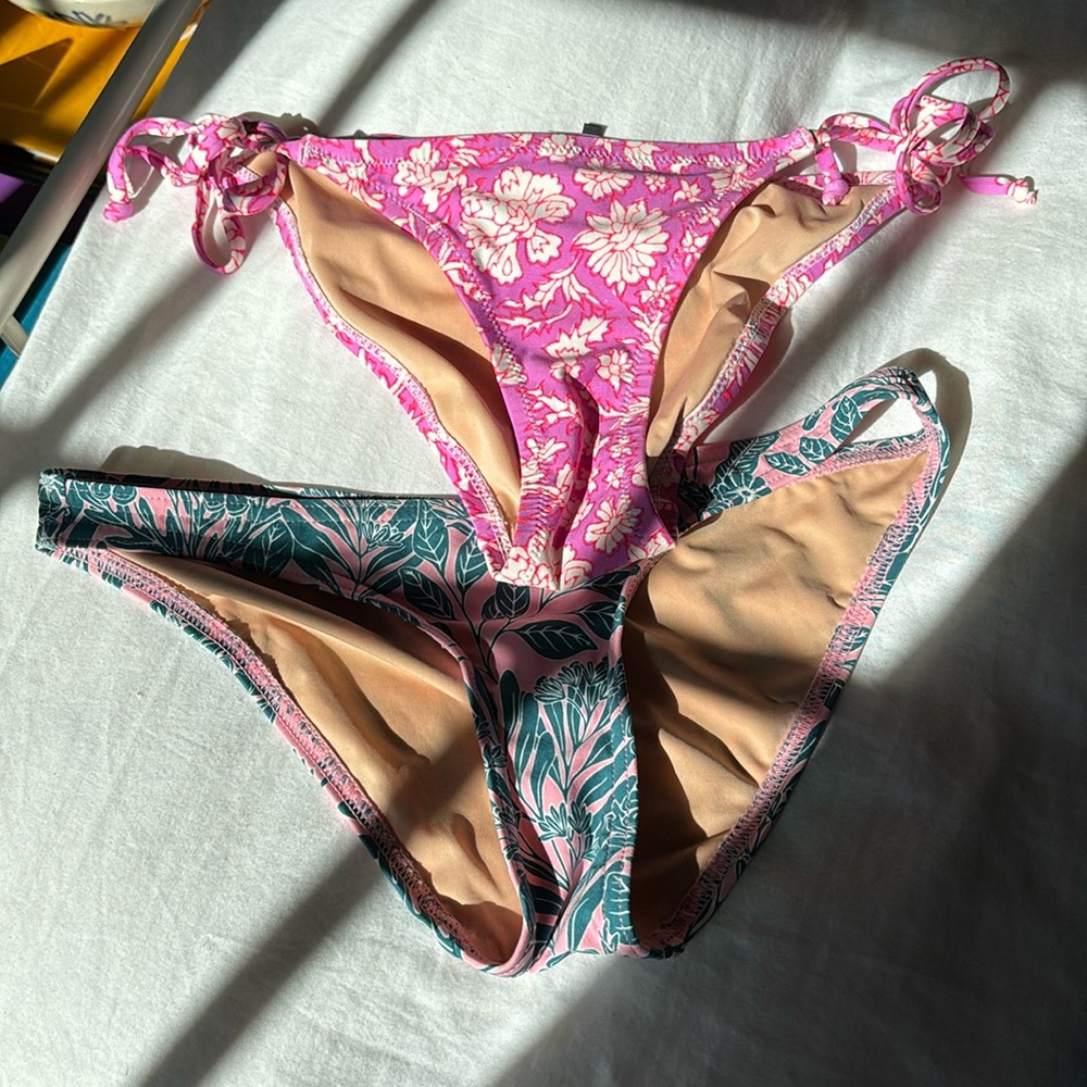 Two J Crew floral bikini bottoms, size xxs